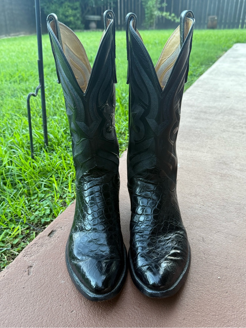 Vintage Justin 8817 Black Alligator Belly Cowboy Boots Exotic Western
